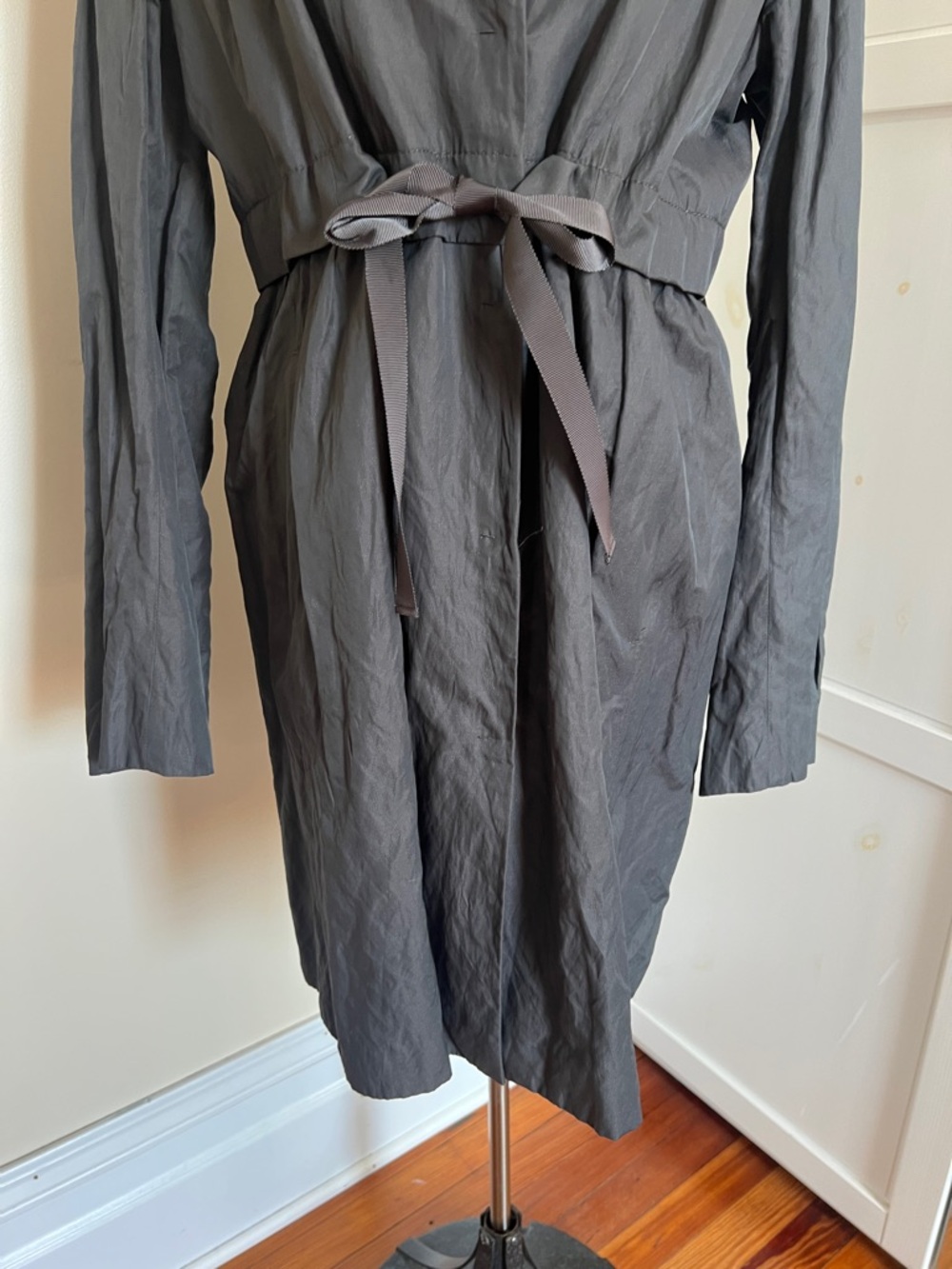 LOFT Charcoal Grey Metallic Trench Coat | Size 14 Gently Used - Picture 3 of 10